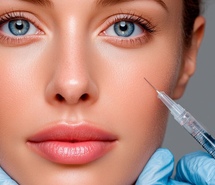 Tratamiento facial inyectable de medicina estética. La medicina estética utiliza tratamientos no quirúrgicos o mínimamente invasivos, a diferencia de la cirugía estética, que implica una intervención quirúrgica.