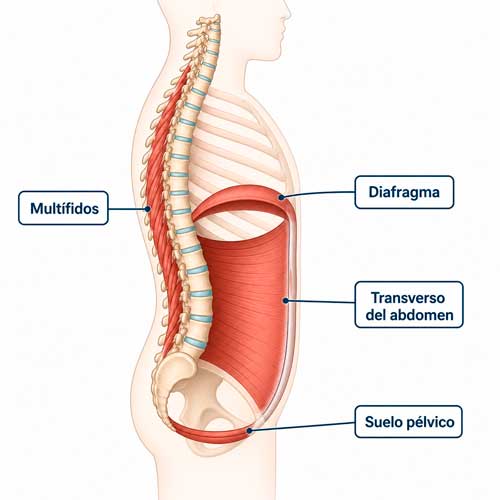 Diafragma, transverso del abdomen, multífidos y suelo pélvico en la estabilidad del tronco