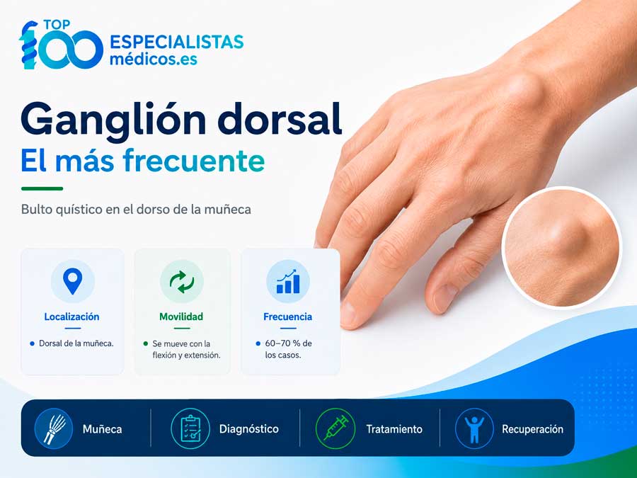 Ganglión Dorsal de la muñeca, el más frecuente