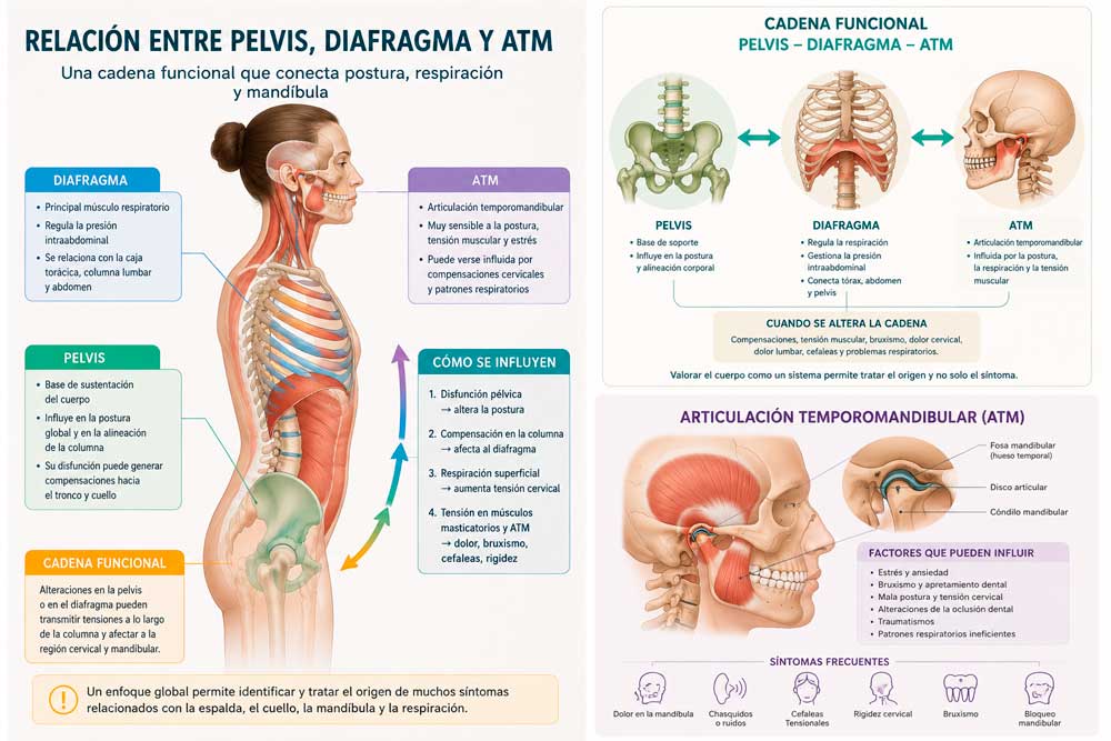 Relación cadena funcional pelvis diafragma y ATM