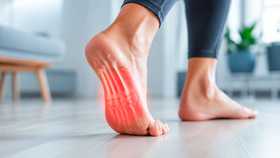 Dolor en la planta del pie causado por metatarsalgia en la zona metatarsal