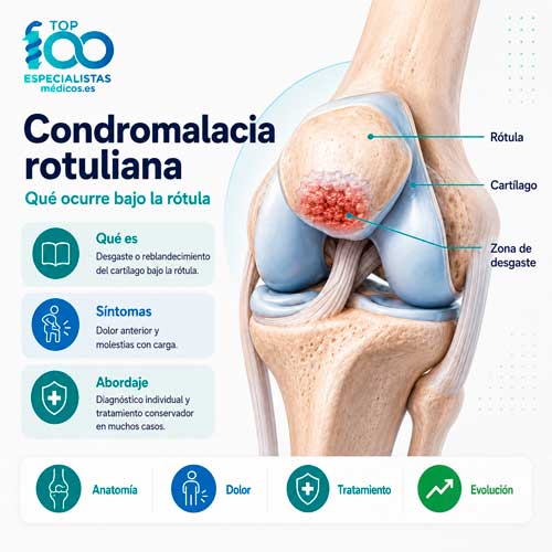 Que ocurre bajo la rotula cuando hay condromalacia