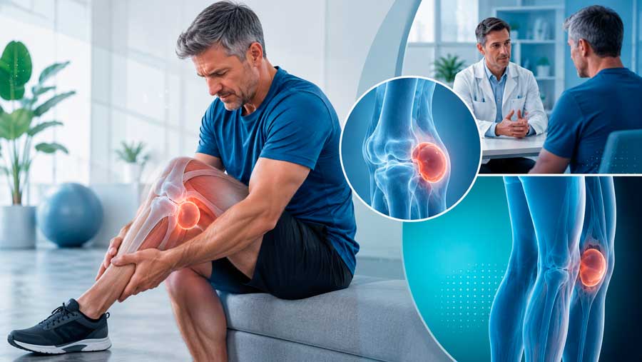 Paciente con dolor detras de la rodilla asociado a un quiste de Baker o quiste popliteo